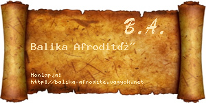 Balika Afrodité névjegykártya